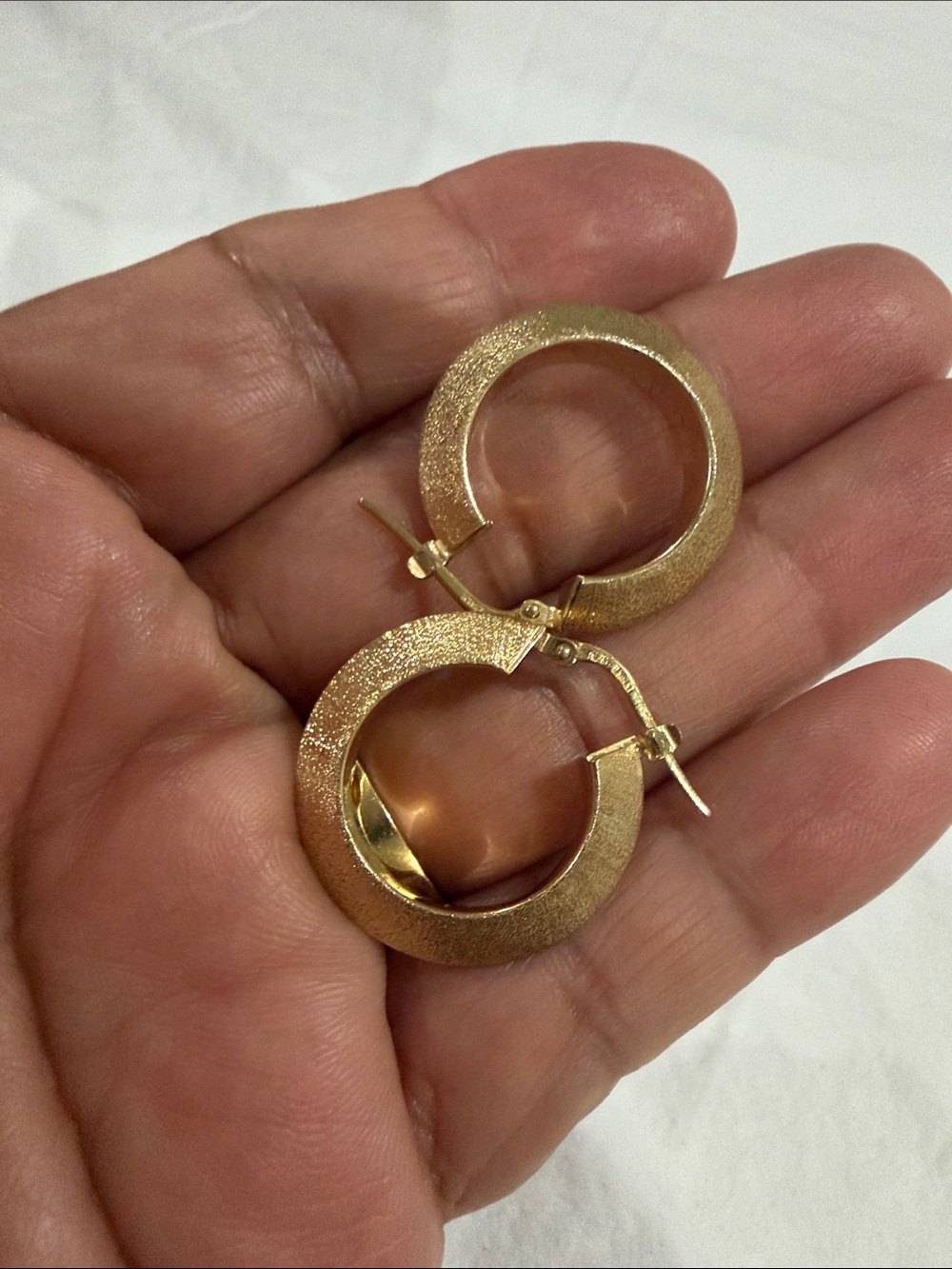 Gold Textured Hoop Earrings - Classic Women’s Jewelry